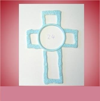 Wachsornament Kreuz hellblau