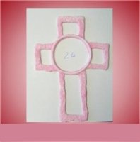 Wachsornament Kreuz rosa