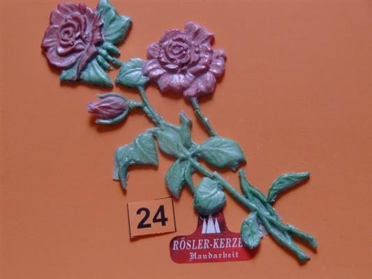 1 Wachsornament - Rose d-rot  10 cm - #25