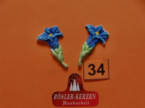 2 Wachsornament - Blüte blau - #34